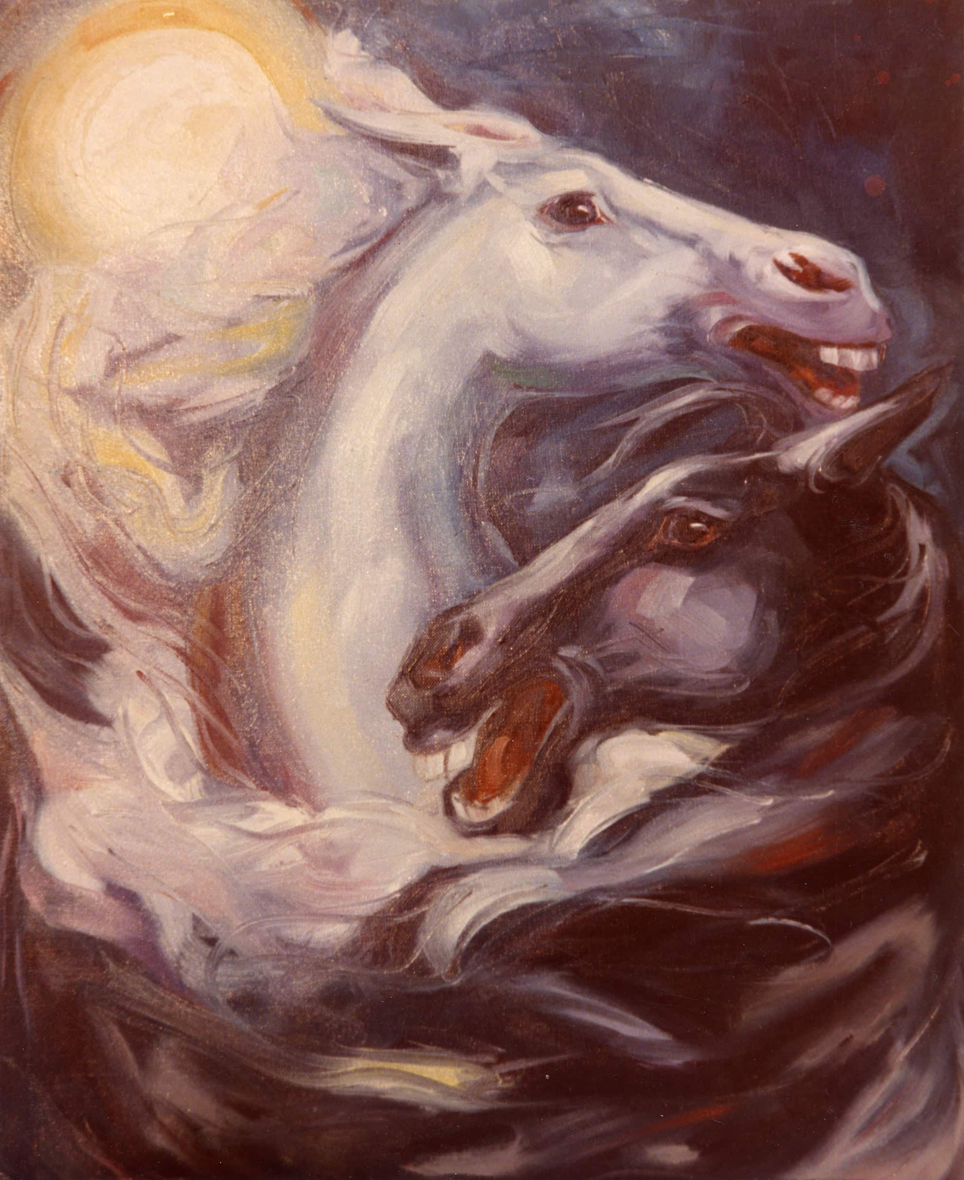 Cavalli e luna (60x80 cm)
